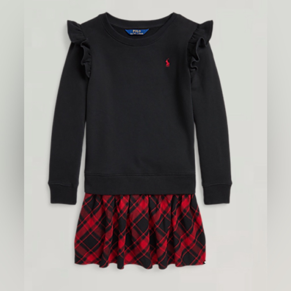 Plaid Fleece Sweatshirt Dress by Ralph Lauren